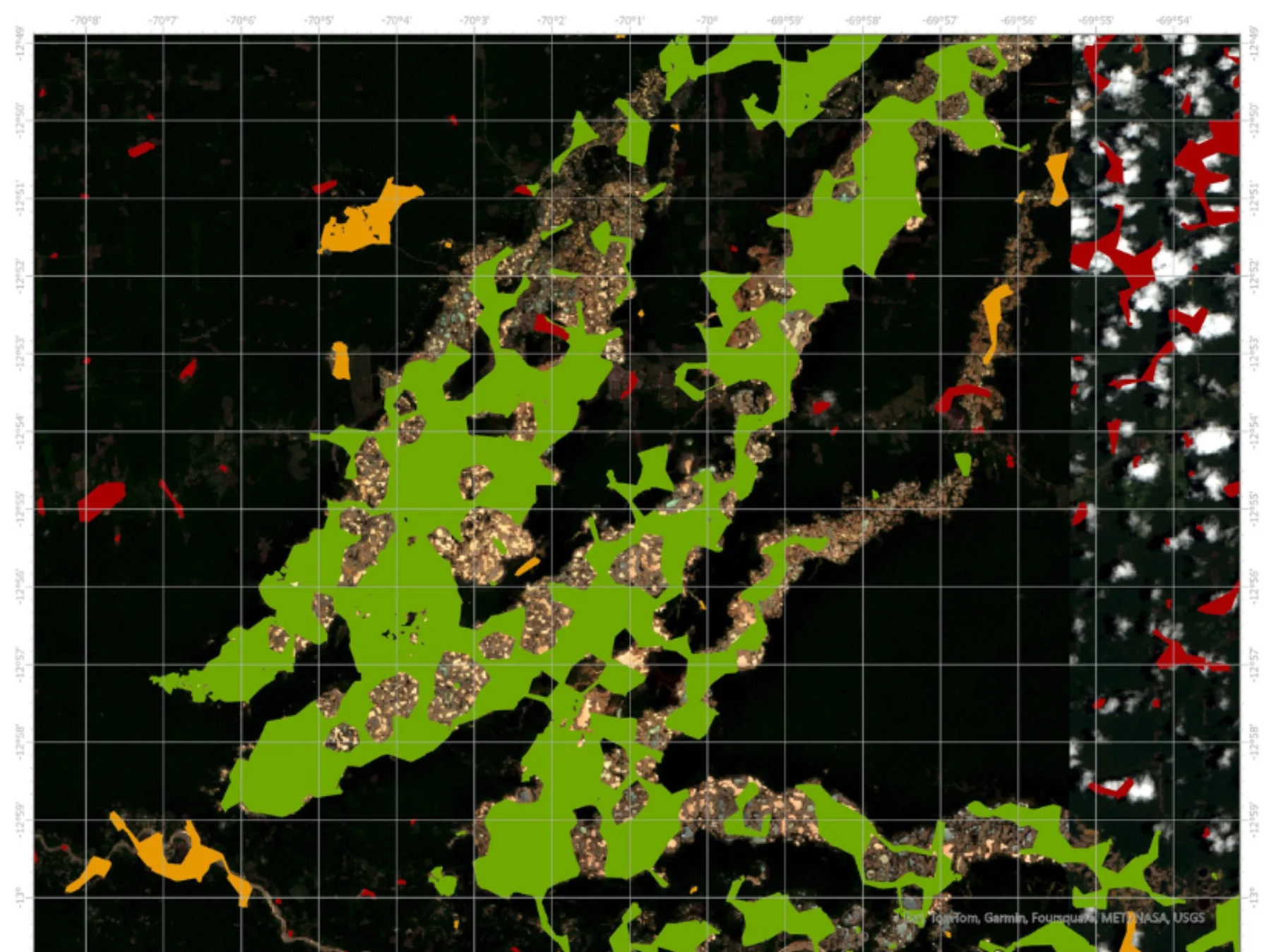 Machine-learning assisted mining detection product over multispectral imagery in Peru