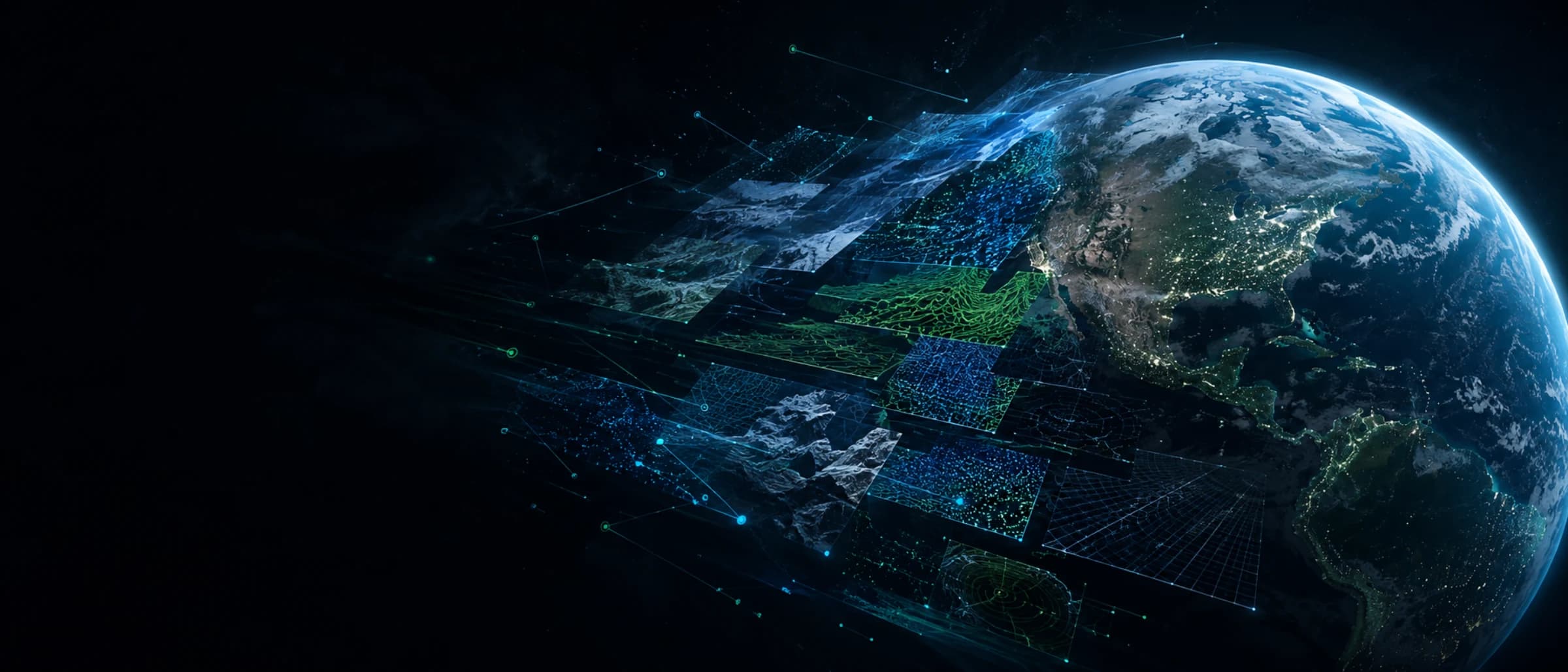 Geospatial data layers converging to form a complete picture of Earth